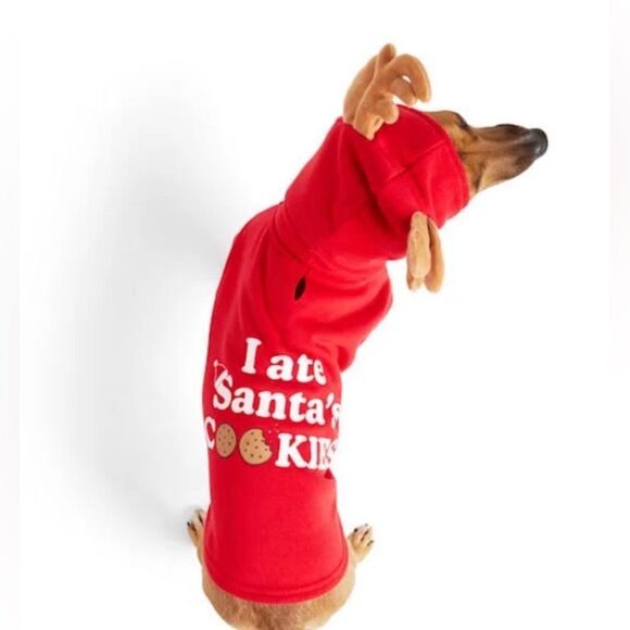 🆕 Merry Makings I ATE Santas Cookies Antler Pet Red Hoodie Dog Size Large - Picture 6 of 6